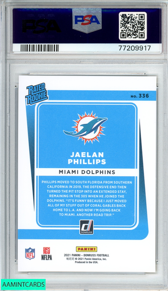 2021 PANINI DONRUSS JAELAN PHILLIPS #336 PRESS PROOF PREMIUM ROOKIE RC PSA 10 77209917
